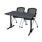Cain Rectangle Tables > Training Tables > Cain Training Table & Chair Sets, 48 W, 24 L, 29 H, Grey MTRCT4824GY23BK - alternate 1